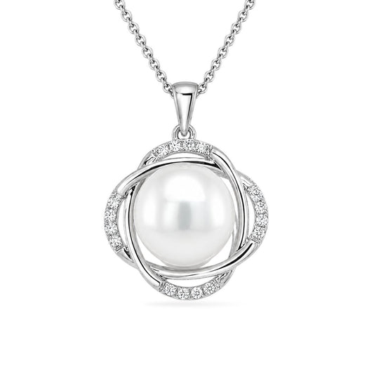 9ct White Gold 10-11.5mm South Sea Pearl & Diamond Pendant