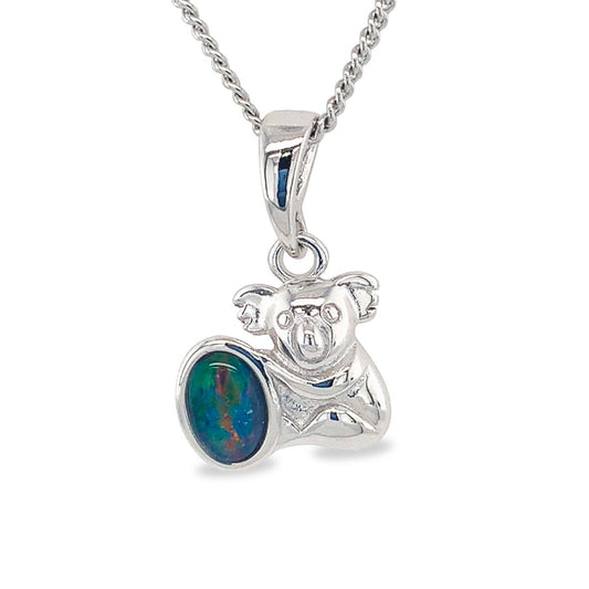 Sterling Silver Triplet Opal Koala Pendant