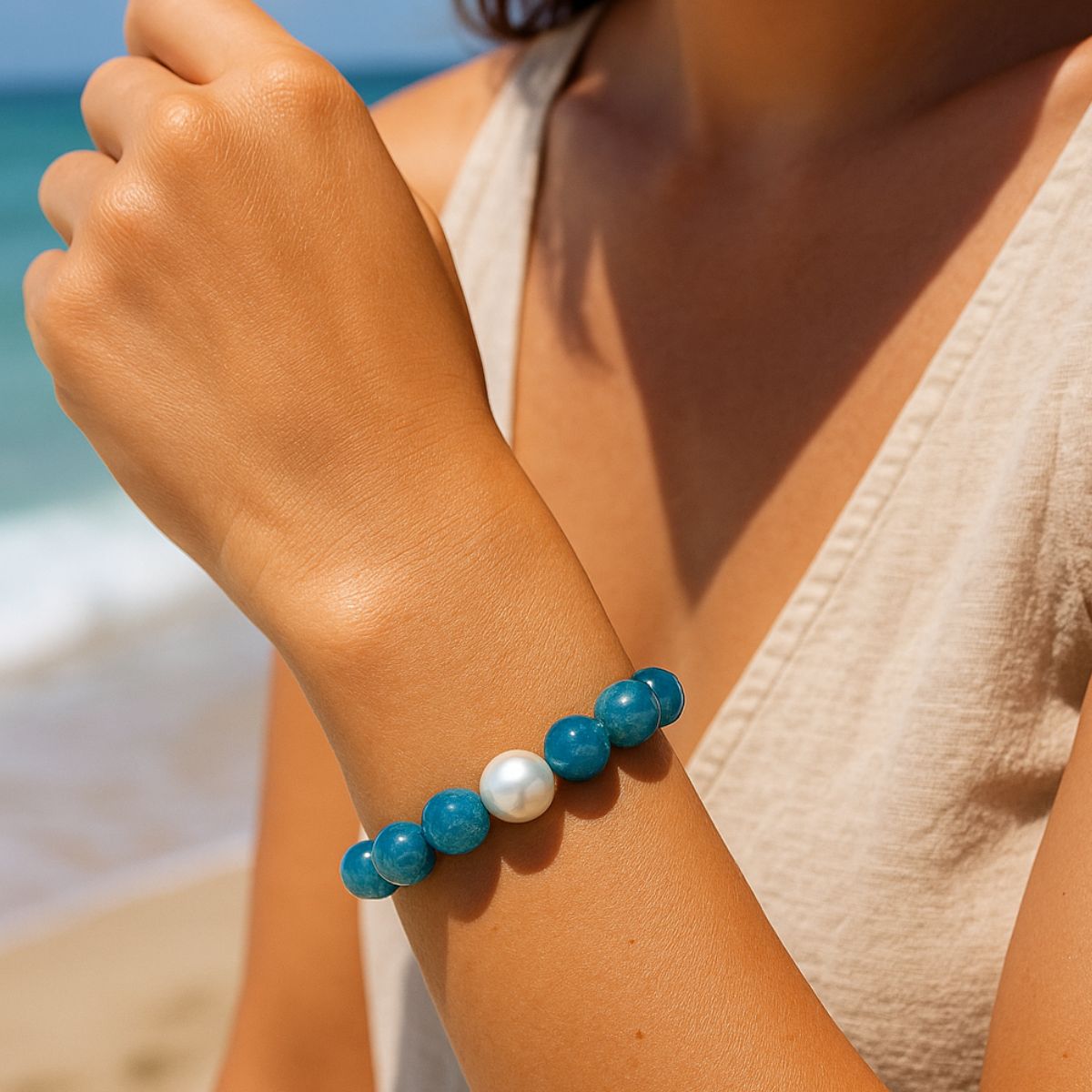 Premium Arafura Collection South Sea Pearl & Apatite Bracelet