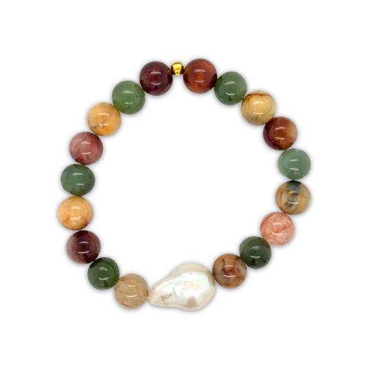 Premium Baroque Freshwater Collection Mixed Quartz Bracelet