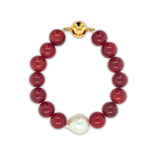 Premium Baroque Freshwater Collection Carnelian Bracelet