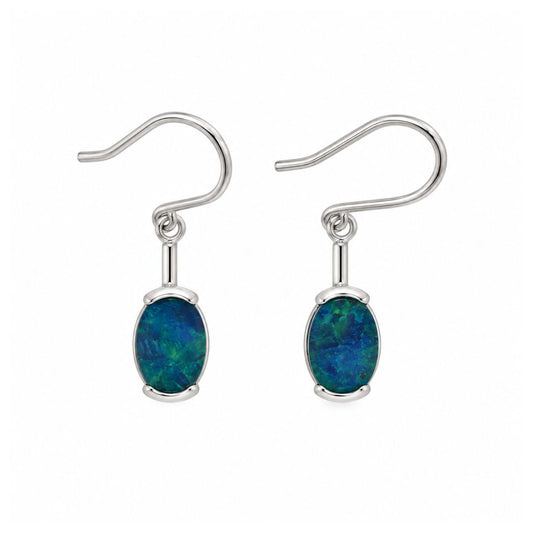 Sterling Silver 8x6 Triplet Opal Drop Hooks