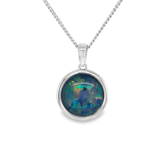 Sterling Silver 12mm Triplet Opal Pendant