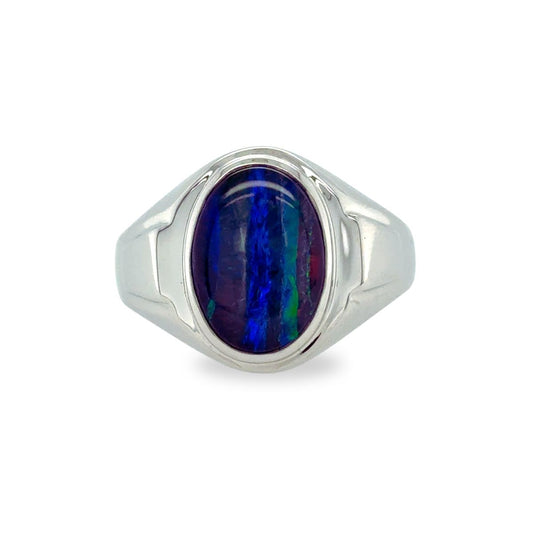 Sterling Silver Triplet Opal Gents Ring
