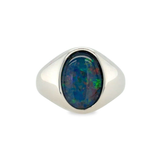 Sterling Silver Triplet Opal Gents Ring