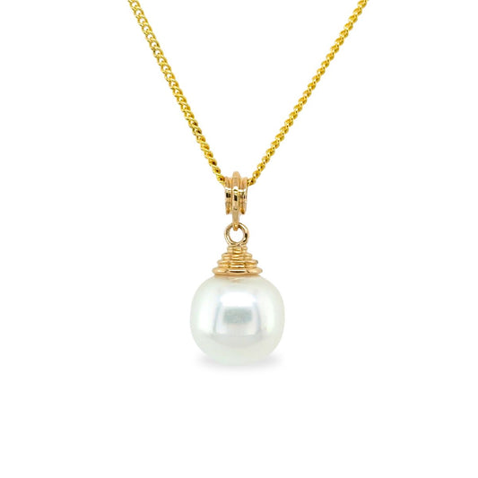 9ct Yellow Gold 10-12mm South Sea Pearl 'Beehive' Pendant