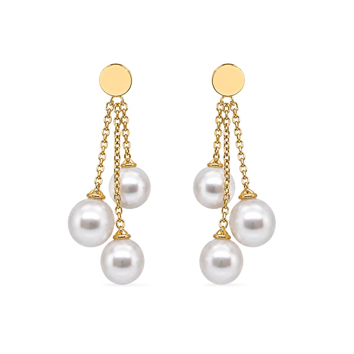 9ct Yellow Gold South Sea Pearl Multi Drop Studs