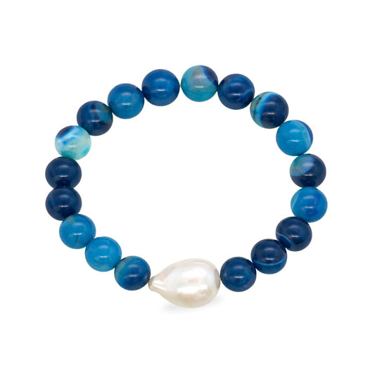Baroque Freshwater Collection Dodger Blue Agate Bracelet