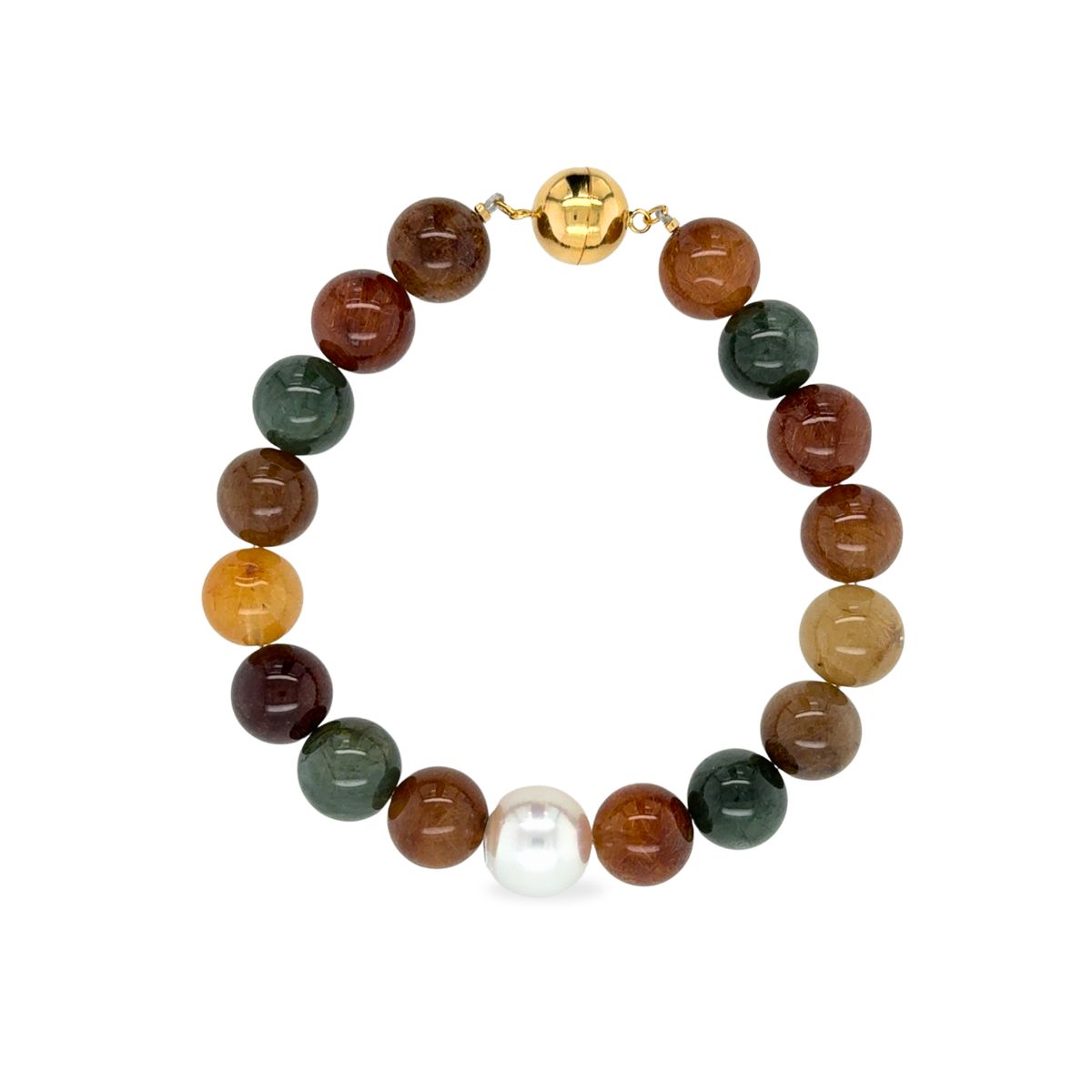 Arafura Collection South Sea Pearl & Rabbit Hair Quartz Bracelet