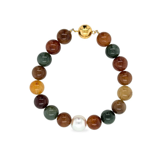 Arafura Collection South Sea Pearl & Rabbit Hair Quartz Bracelet