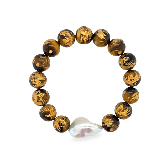 Baroque Freshwater Collection Tiger Eye Dragon Bracelet