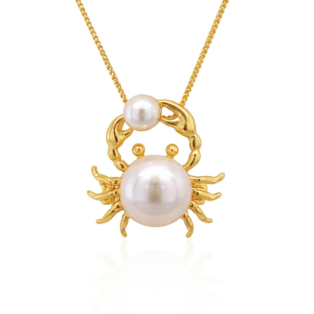 Sterling Siler Gold Tone Freshwater Pearl Crab Pendant/Brooch
