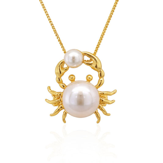 Sterling Siler Gold Tone Freshwater Pearl Crab Pendant/Brooch