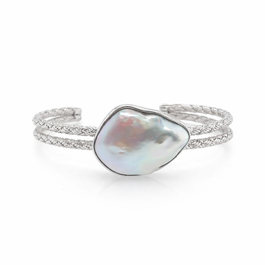 Sterling Silver Baroque Freshwater Cuff Bracelet
