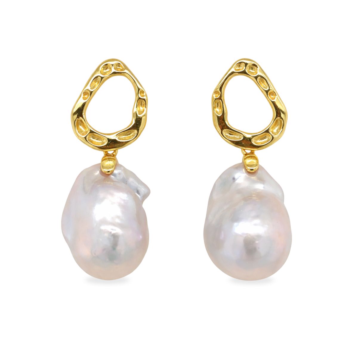 Sterling Silver Gold Tone Baroque Freshwater Drop Studs