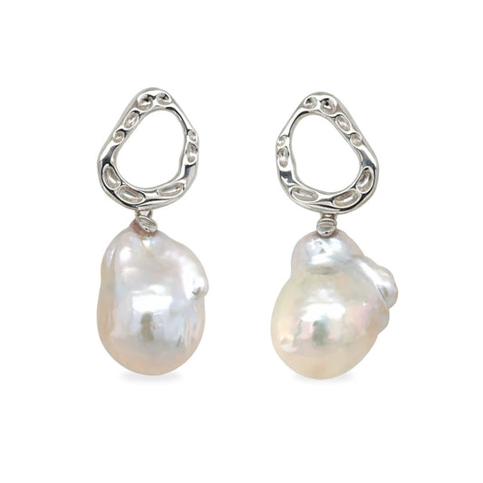 Sterling Silver Baroque Freshwater Drop Studs