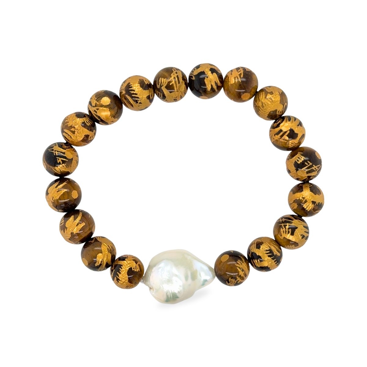 Premium Baroque Freshwater Collection Tiger Eye Dragon Bracelet
