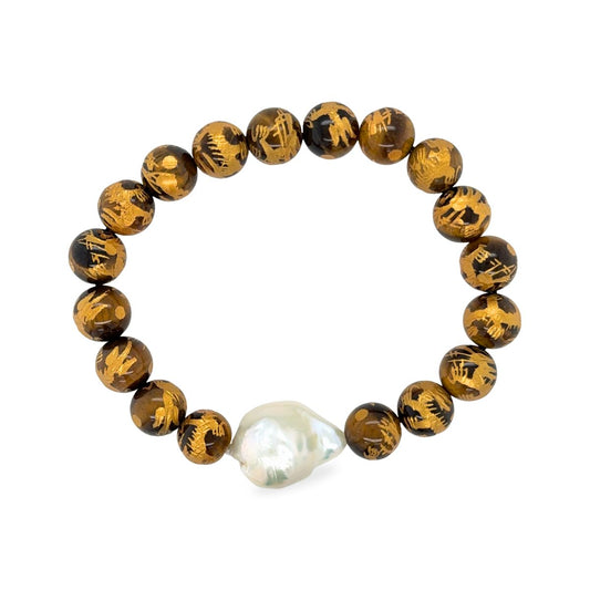 Premium Baroque Freshwater Collection Tiger Eye Dragon Bracelet
