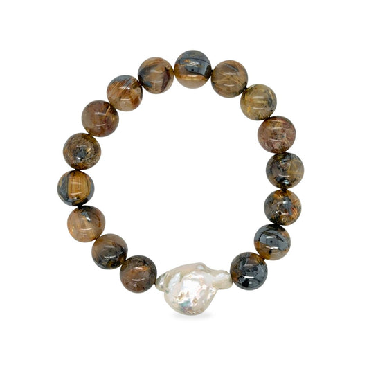 Premium Baroque Freshwater Collection Rutilated Quartz Bracelet