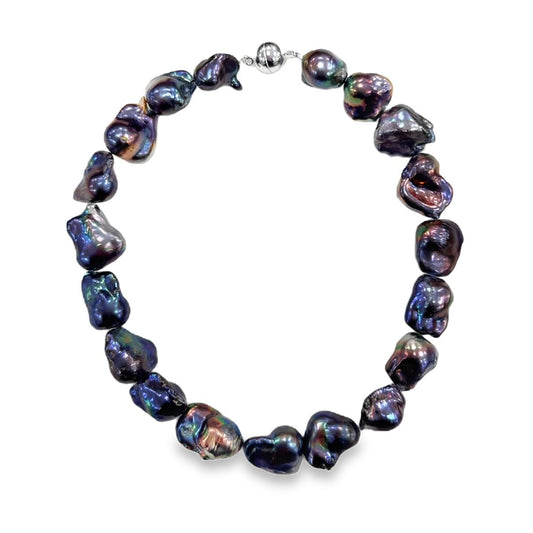 43cm Dyed Peacock Baroque Freshwater Keshi Pearl Strand