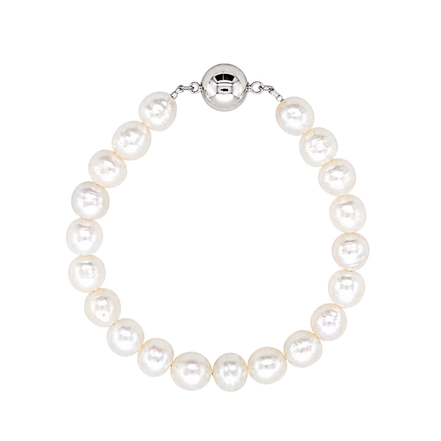 Sterling Silver 20cm Ridged South Sea Pearl Bracelet