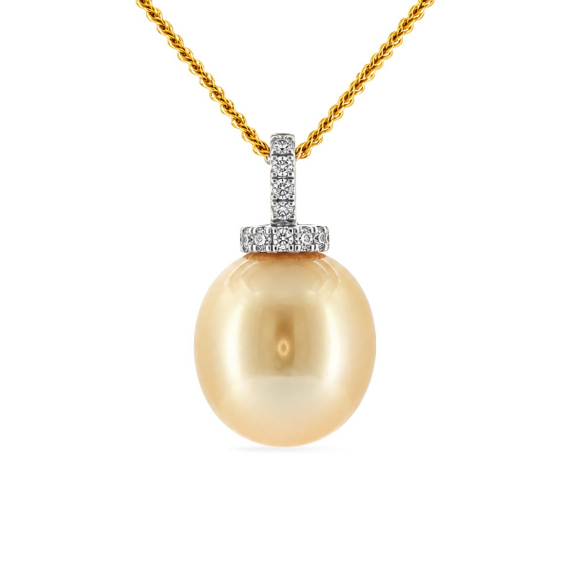 9ct Yellow Gold South Sea Gold Pearl & Diamond Pendant