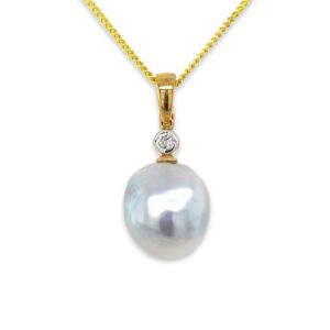 9ct Yellow Gold 13mm Baroque South Sea Pearl & Diamond Enhancer