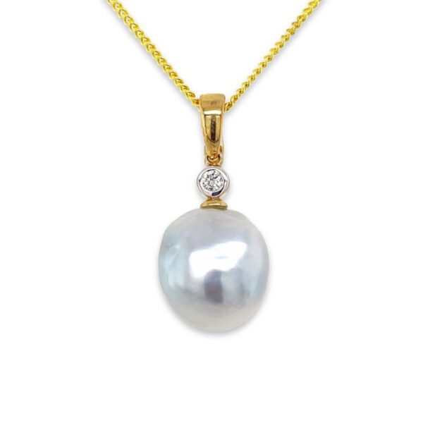 9ct Yellow Gold 13mm Baroque South Sea Pearl & Diamond Enhancer