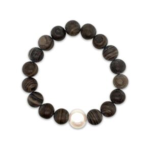 Arafura Collection South Sea Pearl & Black Lace Jasper Bracelet