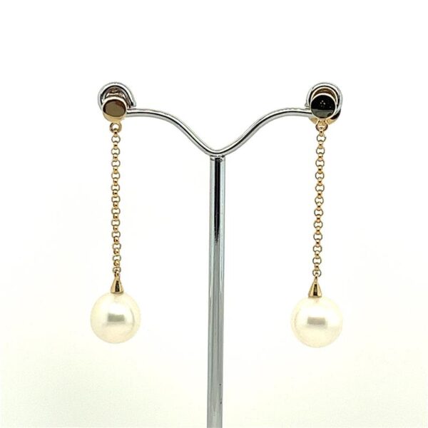 9ct Gold 8-9mm South Sea Pearl Drop Studs