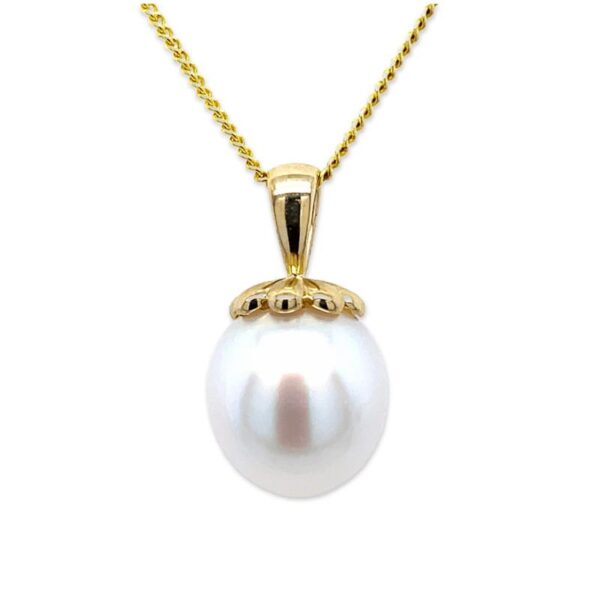 9ct Yellow Gold 13mm South Sea Pearl Petal Top Pendant