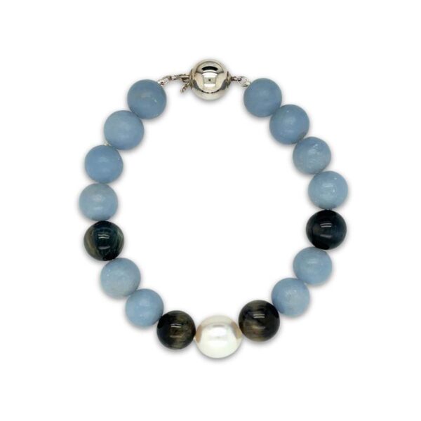 Arafura Collection South Sea Pearl, Angelite & Tiger Eye Bracelet