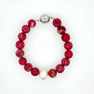 Arafura Collection South Sea Pearl & Crimson Regalite Bracelet