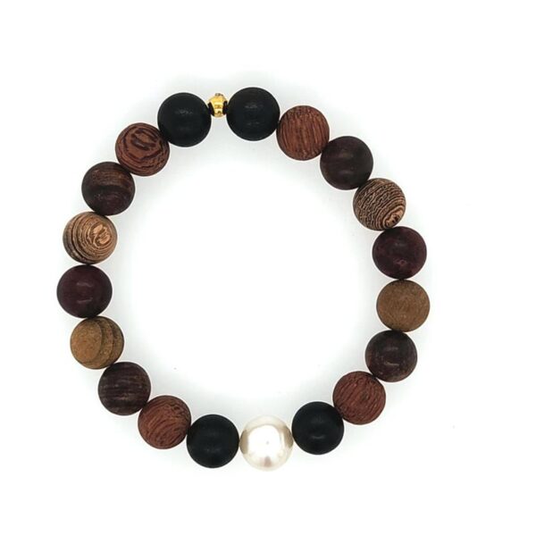 Arafura Collection South Sea Pearl & Mixed Wood Bracelet - Image 2