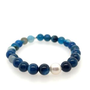 Arafura Collection South Sea Pearl & Striped Dodger Agate Bracelet