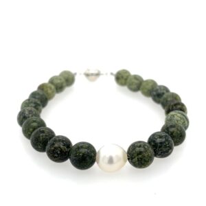 Arafura Collection South Sea Pearl & Green Serpentine Bracelet