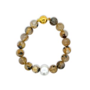 Premium Arafura Collection South Sea Pearl & Rutilated Quartz Bracelet